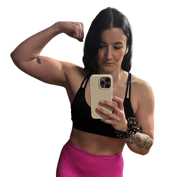 Monika flexer foran spejlet Monika flexer foran spejlet